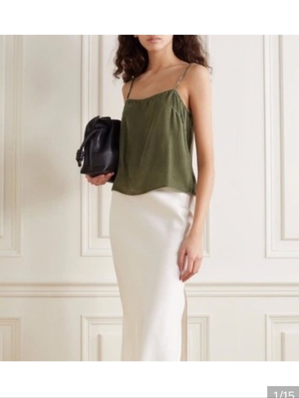 Reformation Ross Velvet Camisole Green Tank Silk Square 90s Size S